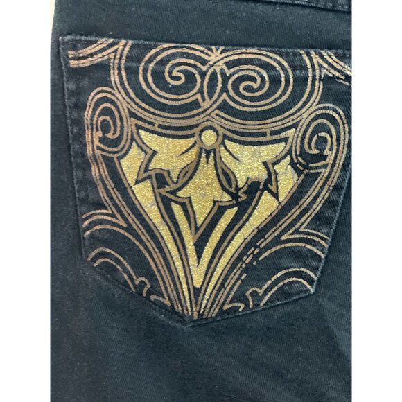 Southpole Womens Embroidered Jeans Size 9 Black Denim 97% Cotton & 3% Lycra - Picture 5 of 11